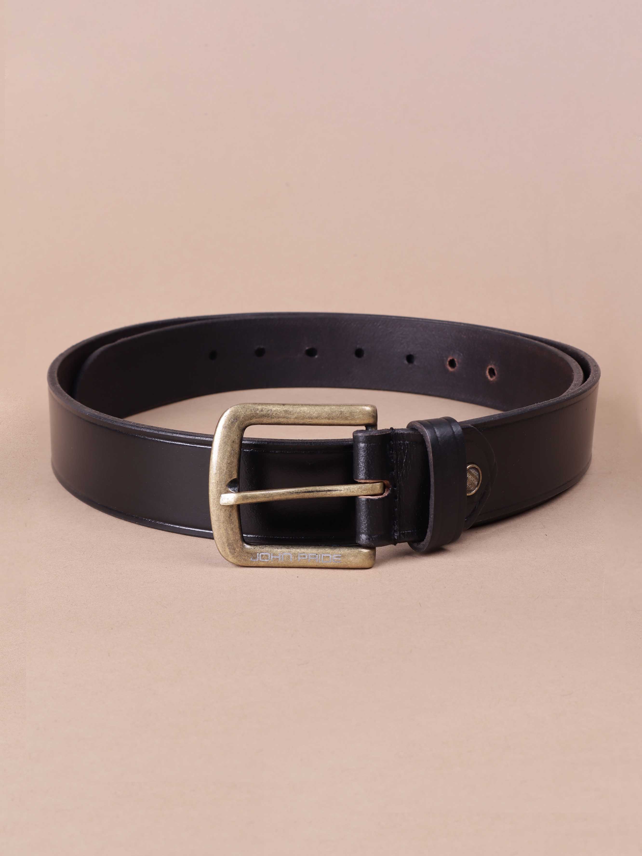 Black Solid Leather Belt