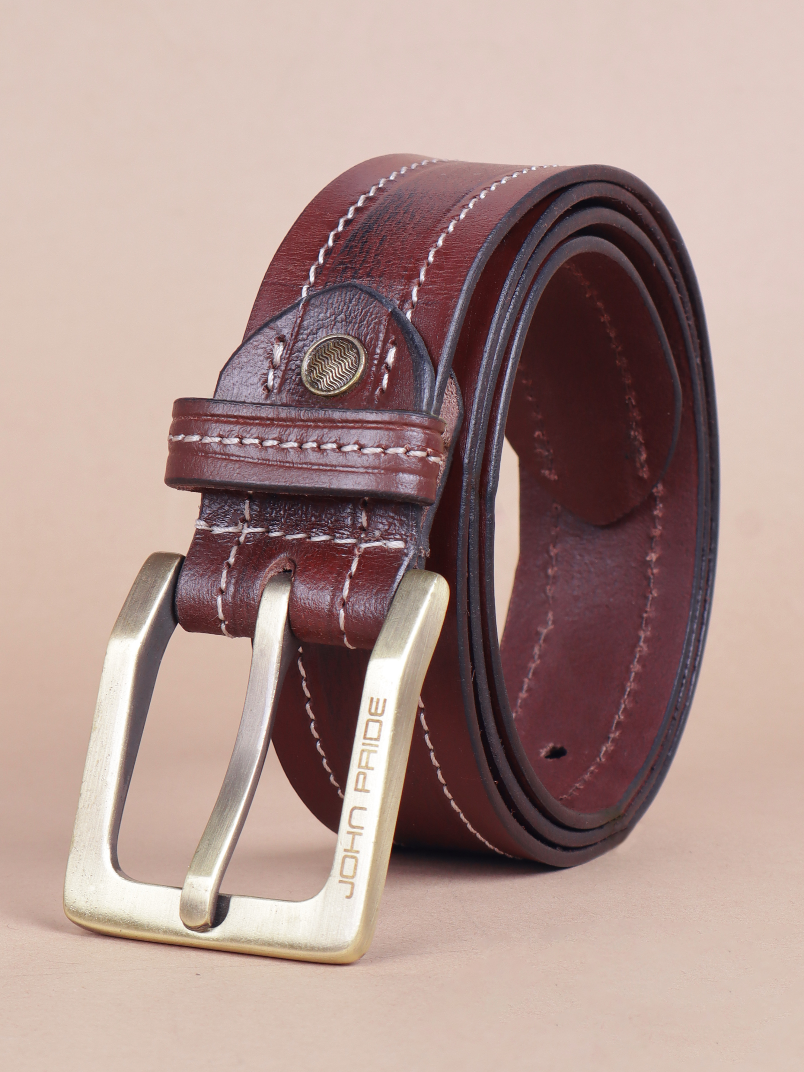 Brown Textured Leather Belt