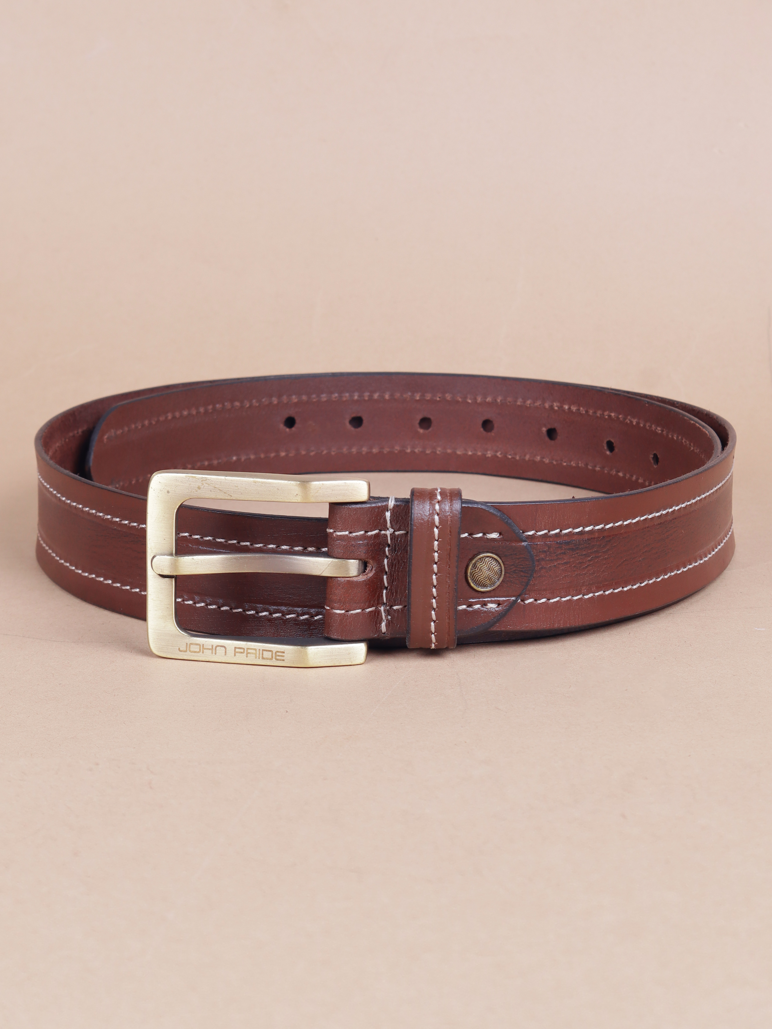 Brown Textured Leather Belt