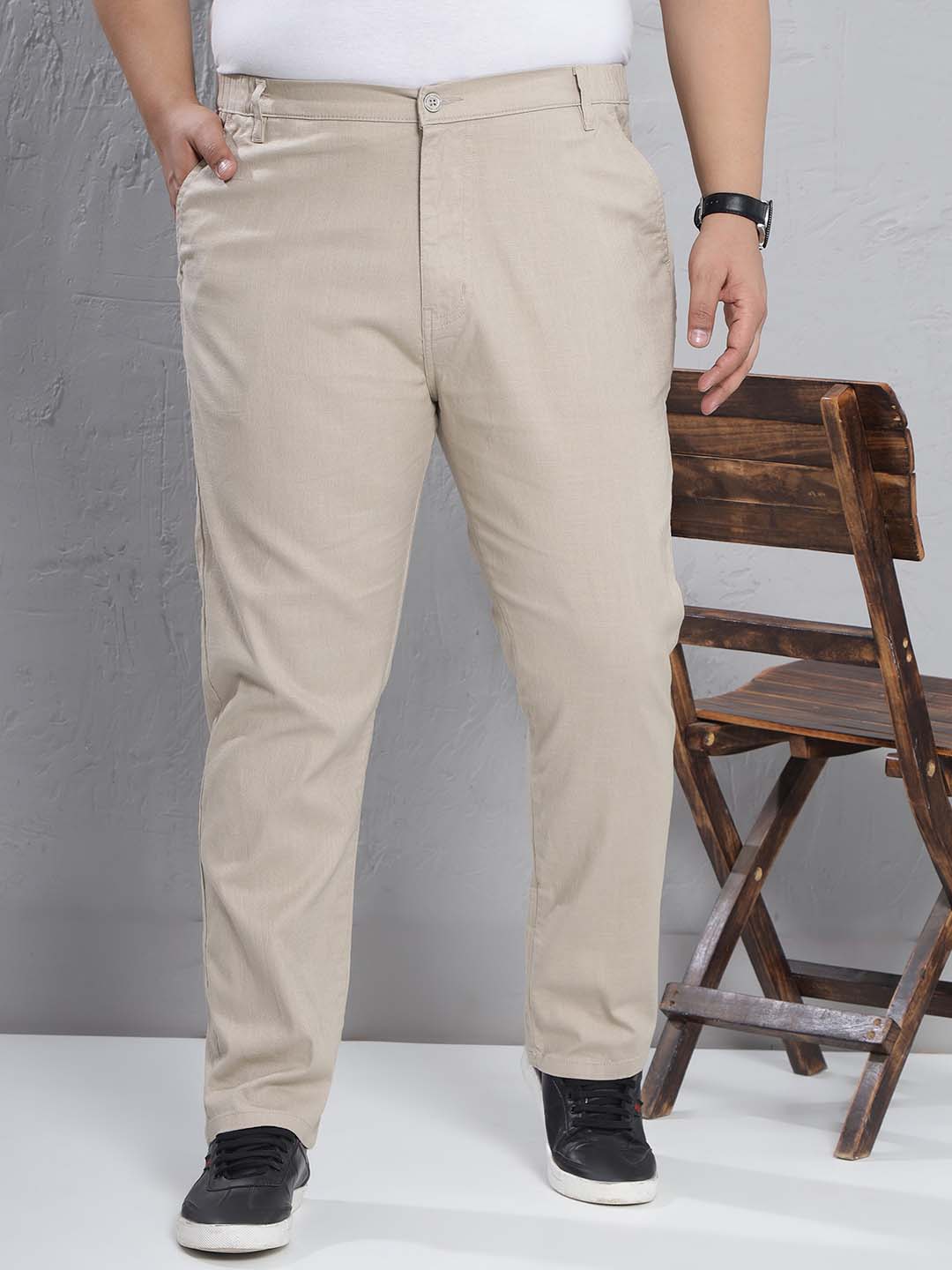 Mocha Linen Elasticated chinos