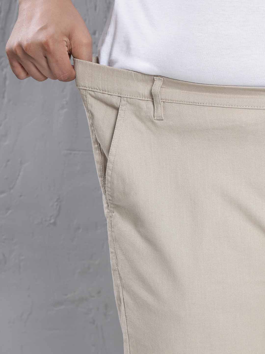 Mocha Linen Elasticated chinos