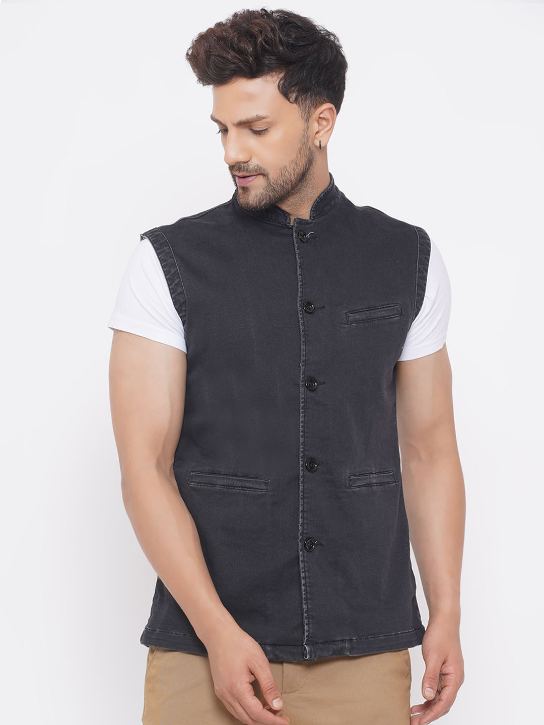 John Pride Denim Nehru Jacket