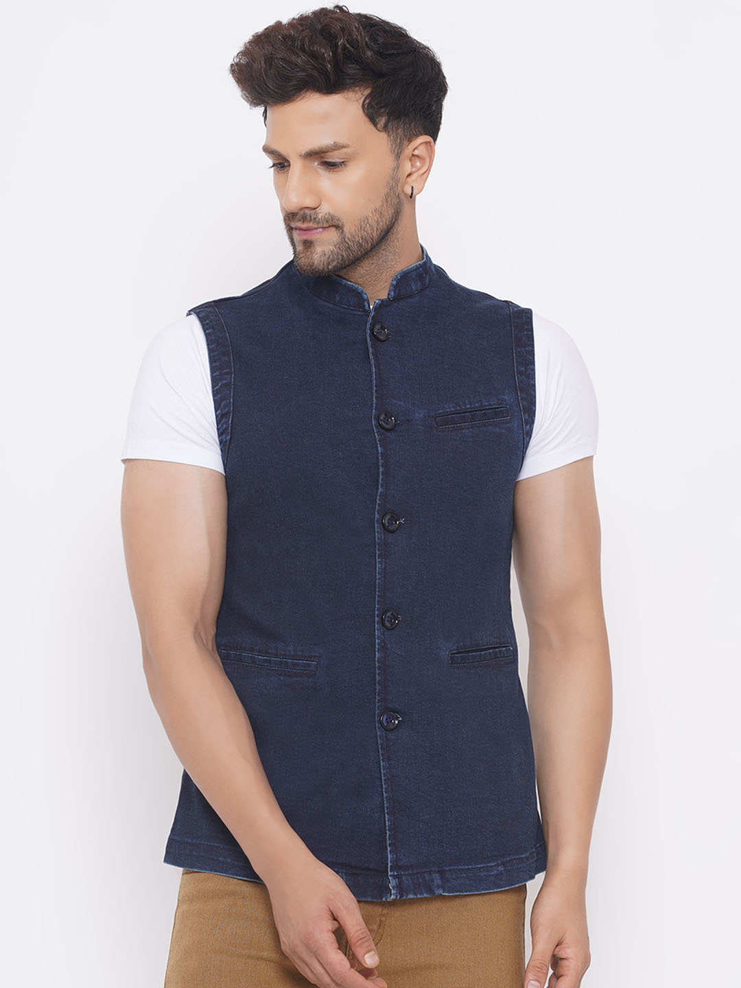John Pride Denim Nehru Jacket