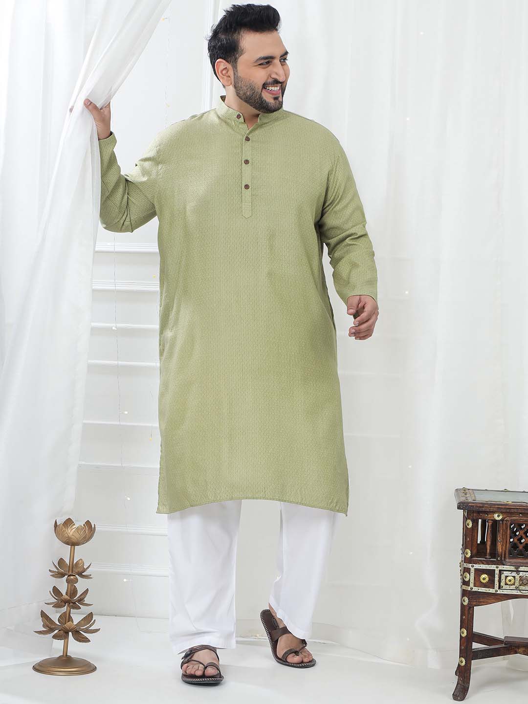 

Emerald Mist Satin Kurta