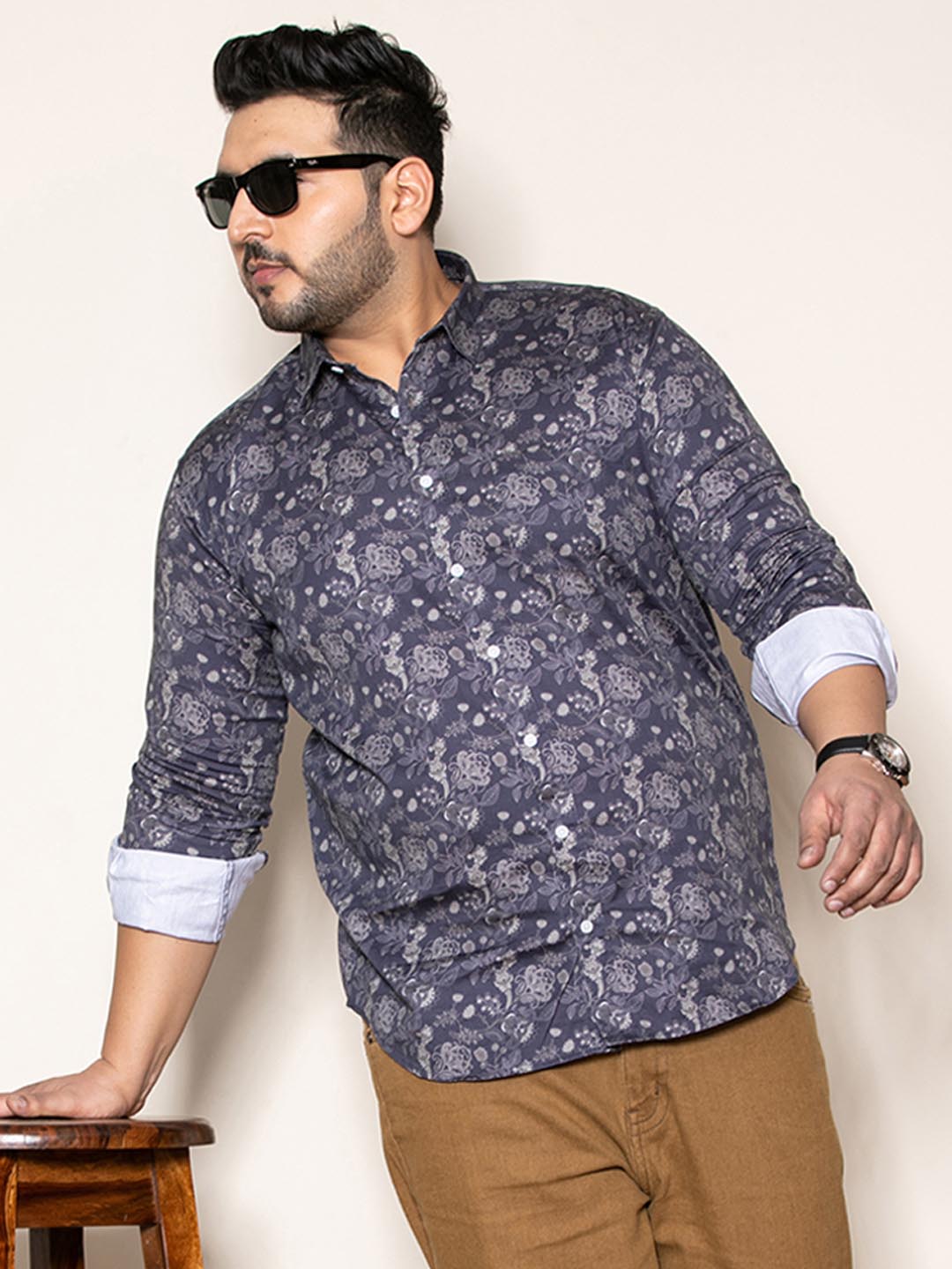 Floral Digital Print Evening Shirt