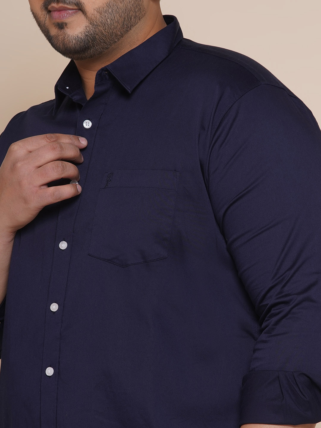 Deep Dive Navy Satin Stretch