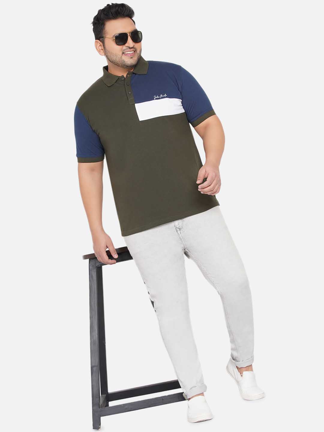 Olive Colorblocked Polo