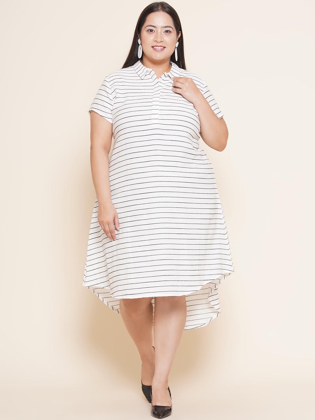 Stripes High-Low  Dress