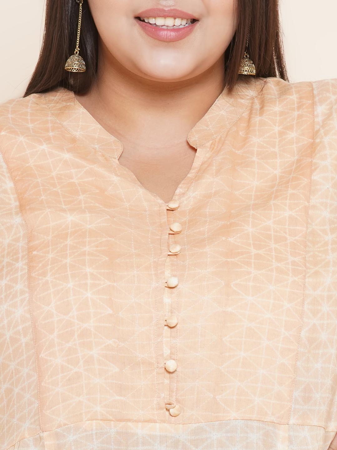 Peach Printed Modal Kurta